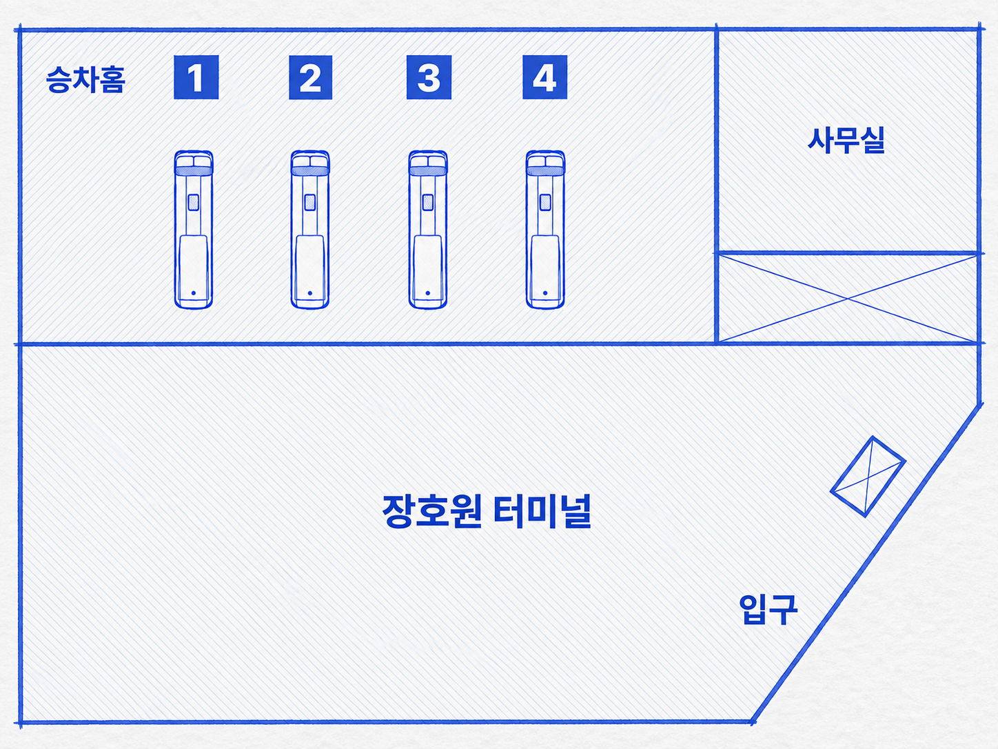 장호원터미널 승차홈 안내